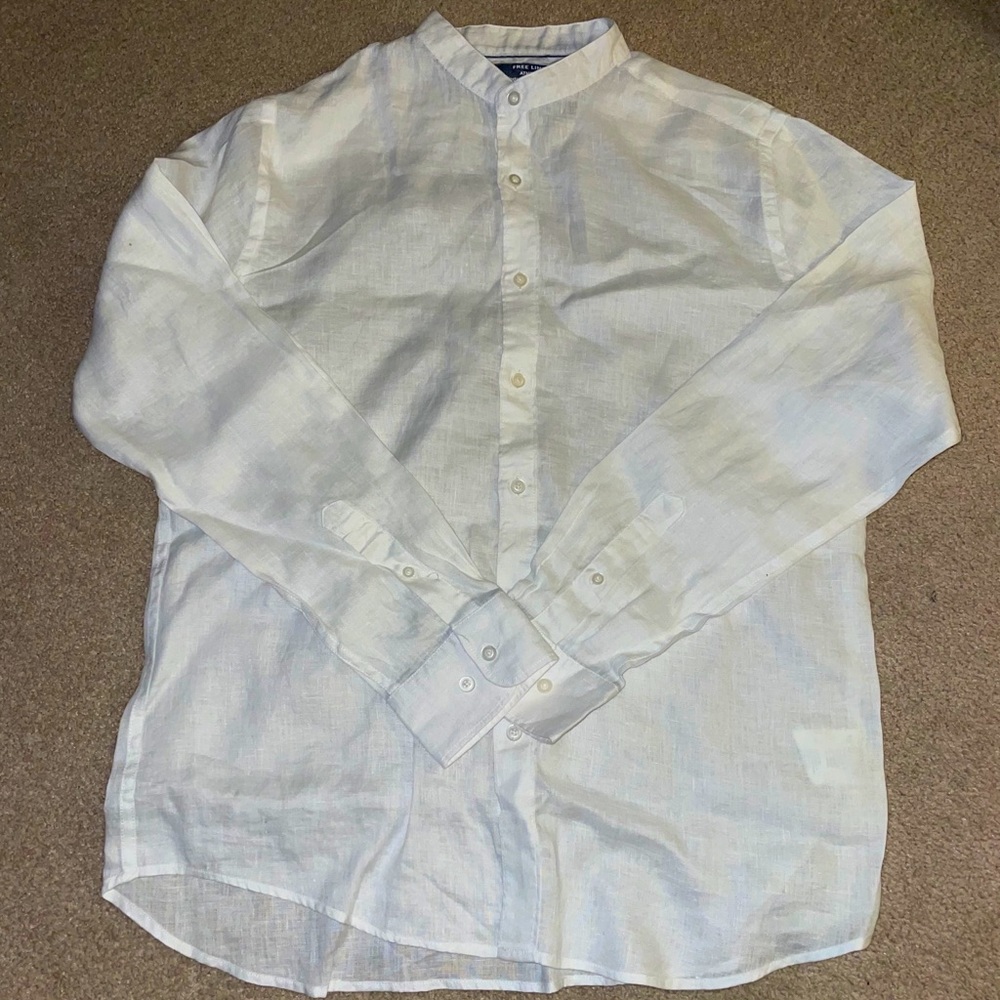 Free line 100% linen button up shirt size L